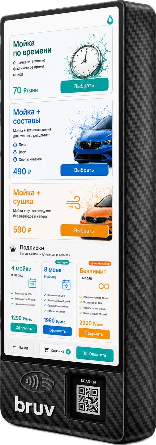 Иллюстрация терминала BRUV для автомойки самообслуживания
